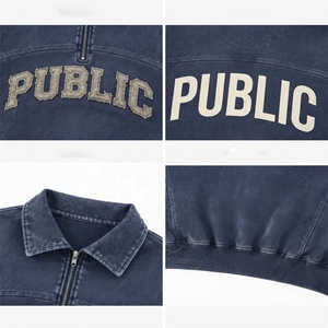 OEM Applique Embroidered Quarter <b>Zip</b> Oversized Sweatshirt Men's 100% Cotton Regular Fit Pullover Premium Streetwear Manufacturer - Product Image 2