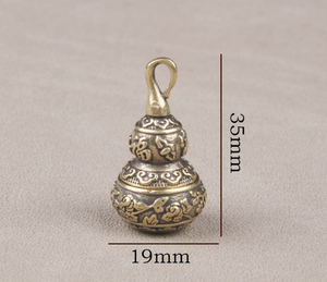 เครื่องประดับตกแต่งบ้านรูปน้ำเต้าทองเหลืองจีน วูหลู สำหรับวางบนโต๊ะ ชั้นหนังสือ หรือพวงกุญแจ เสริมโชคลาภและความปลอดภัย - Product Image 3