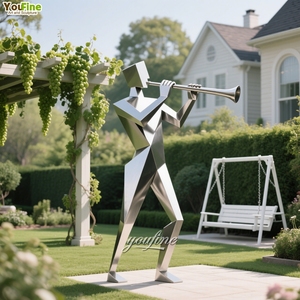 Life Size Outdoor Garden Decor Music Venues Stainless Steel Musician Sculpture - Product Image 6