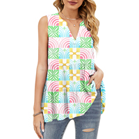 Meilleures ventes : Blouse en mousseline pour femme, sans manches, style polynésien, samoan et hawaïen, à imprimé hibiscus, confortable, pour fêtes de plage