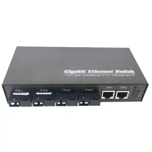 4G2E 광섬유 스위치 CCTV 감시 보안 10/100/1000M 단일 섬유 20 KM 미디어 컨버터 4SC 2RJ45 이더넷 MC C