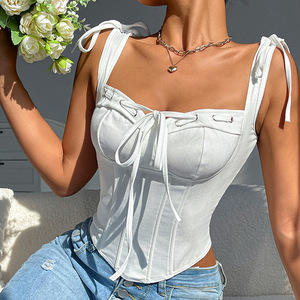 Yd005 thời trang màu rắn Trim Slim Fit Hollow <span class=keywords><strong>Out</strong></span> Corset Top đối với phụ nữ - Product Image 1