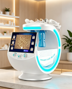 Appareil 2-en-1 intelligent bleu glace pour le soin de la peau : détecte rides, pores, taches, cernes, acné, élimine les points noirs, hydrate et resserre les pores - Product Image 1