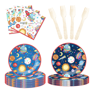 DAMAI Nuevo Juego de Vajilla Desechable Personalizado con Temática Espacial para Fiestas, Platos, Vasos y Servilletas de Papel para Niños - Product Image 3