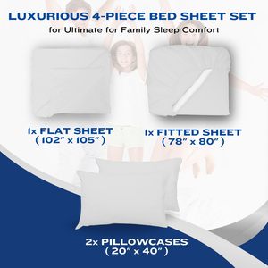 Set di Lenzuola King Size - 4 Pezzi Traspiranti e Rinfrescanti - Lenzuola King fino a 38 cm di Profondità con Tasche Laterali 100% Cotone Spazzolato - Biancheria da Letto per Hotel - Product Image 3
