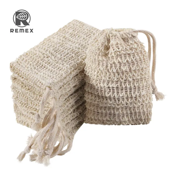 Une pochette à savon de Sisal en agneau naturel, sac écologique réutilisable, pour le bain et l'éclaircissement du corps, lot de 20 pièces