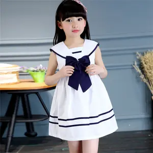 그림이있는 고품질 패브릭 여름 민소매 교복 디자인은 중국 공장에서 소녀 복장입니다
