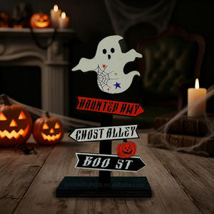 ของตกแต่งโต๊ะทำงานวันฮาโลวีน - ผีสุดหลอนพร้อมป้ายถนน "Haunted Hwy/Ghost Alley/Boo St" สำหรับตกแต่งบ้าน สำนักงาน หรืองานปาร์ตี้ - Product Image 4