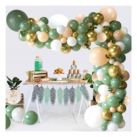 Kit d'arc en Latex pour décoration de fête, ballons rétro de bonne qualité vert Olive blanc et or, pièces