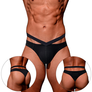Culottes string pour homme CELINNE taille basse, avec logo imprimé en V sur la ceinture, poche extensible, confort quotidien, sous-vêtements sexy pour homme - Product Image 1
