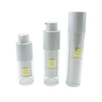 Flacon pompe sans air blanc 15ml 30ml 50ml avec bouchon doré, flacon pompe cosmétique sans air en PP pour lotion et crème