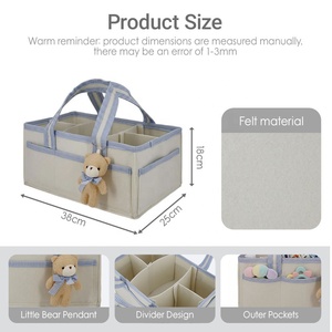 Organizador de Pañales Portátil y Plegable con Asa <span class=keywords><strong>Larga</strong></span>, Bolsa de Almacenamiento Multifuncional Personalizable para Artículos Esenciales del Bebé - Product Image 2