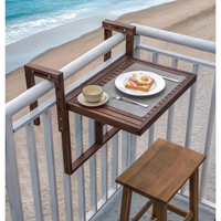 Table suspendue pour balcon en bois d'acacia Combohome, table pliante en bois massif pour balcon, mobilier d'extérieur