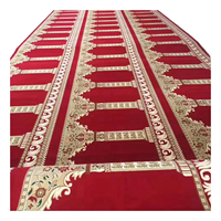 Tapis de prière musulman mur à mur antidérapant en polyester classique Tapis de prière de mosquée enroulable à pile moyenne de style de puzzle fait à la machine