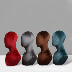 Présentoir de tête de Mannequin en velours coloré avec accessoires en métal accessoires insérables en plastique pour chapeau de perruque d'écharpe pour porte-chapeau - Product Image 3
