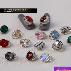 Nouveaux accessoires pour nail art en cristal, décorations d'<span class=keywords><strong>ongles</strong></span> de luxe ultra-brillantes en alliage de diamant empilé, en forme d'œuf, style dessin animé, faits à la main - Product Image 2