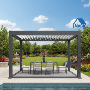 <span class=keywords><strong>Kit</strong></span> de pergola bioclimatique <span class=keywords><strong>Magic</strong></span> Garden Outdoor 3*3 3*4 avec toit à lames orientables, imperméable, protection solaire manuelle - Product Image 1