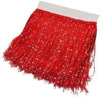 Promotion : Franges en nylon épaissi et crypté de 20 cm avec sequins et pompons, garniture brillante en franges à pampilles
