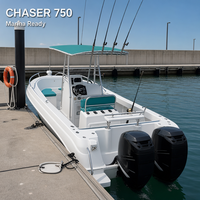Bateau à console centrale 7,5 m avec éclairage de navigation LED, bac à appâts, moteur hors-bord 300 CV, 8 personnes, en fibre de verre, pour la pêche