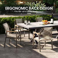 Chaise de salle à manger en métal et corde BHR, style moderne et luxueux, pour l'intérieur et l'extérieur, avec structure en aluminium, pour villa, jardin, patio, cour et terrasse