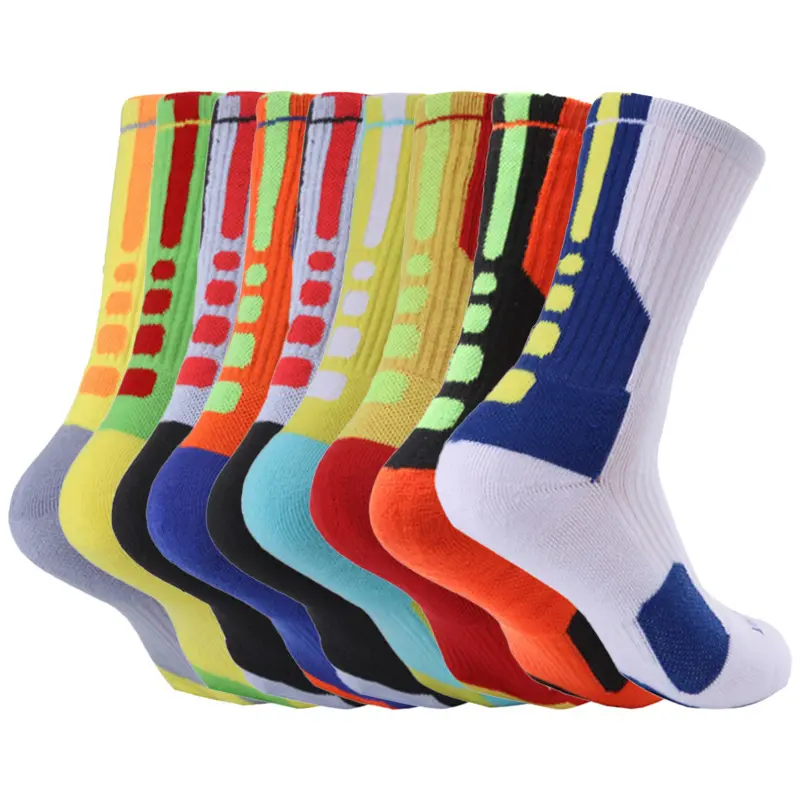 Chaussettes de sport de basket-ball épaisses à tube moyen pour adultes personnalisées en gros Chaussettes résistantes à l'usure absorbant la sueur