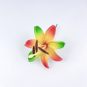 Nouvelles fleurs artificielles imprimées multicolores de 10 cm en forme de lys pour cheveux, accessoires pour femmes, fête hawaïenne - Product Image 2