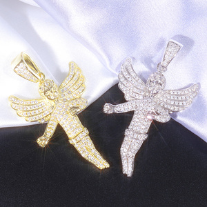 Colgante con forma de ángulo, con incrustaciones de moissanita VVS, certificado GRA, plata 925, chapado en oro de 18K, colgante de joyería personalizado, unisex. - Product Image 5