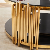 Table basse ronde de salon en acier inoxydable de haute couture, disponible en or ou en argent