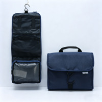 Kit d'articles de toilette pour hommes, sac de toilette durable, multi-dimensionnel, brodé au point de croix, avec séparateurs de compartiments multiples et système de suspension