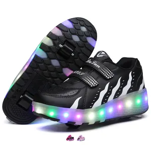 Zapatillas de deporte con ruedas personalizadas, patines, interruptor de carga, ultraligero, para adultos y niños, nueva moda, zapatos coloridos brillantes para niños