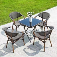 Ensemble de table et chaises de jardin nordique XY, en aluminium, pour extérieur, idéal pour café, restaurant