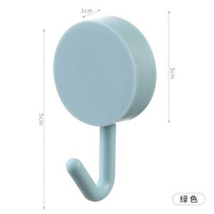 Crochet mural rond auto-adhésif en plastique vert, sans perçage, pour suspendre des vêtements, idéal pour la maison, la salle de bain, la cuisine - Product Image 1