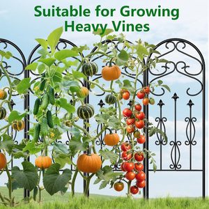 Treillis de jardin en <span class=keywords><strong>fer</strong></span> antirouille noir 4 panneaux de fil de <span class=keywords><strong>grille</strong></span> murale pour vignes en pot légumes Patio décor à la maison - Product Image 4