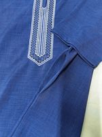 Thobe pour homme en broderie marocaine avec poches, manches courtes, tissu premium saoudien, vêtements islamiques musulmans, vente en gros de thobe pour homme