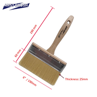 Pinceau plat Anst 6" (150 mm) à poils en polyester de haute qualité, manche en bois cannelé, pour peinture industrielle, professionnelle, bricolage, OEM