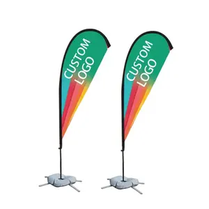 Hannuo Custom Logo Printing Oem Advertising Teardrop Flag Feather Flag Banners Beach Flags for Promotion Gift