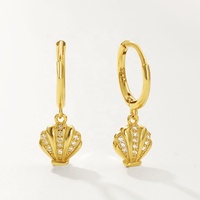Nagosa Ocean Jewelry Boucles d'oreilles en argent sterling 925 vermeil en or 18 carats avec zircon cubique et coquillage pour femmes