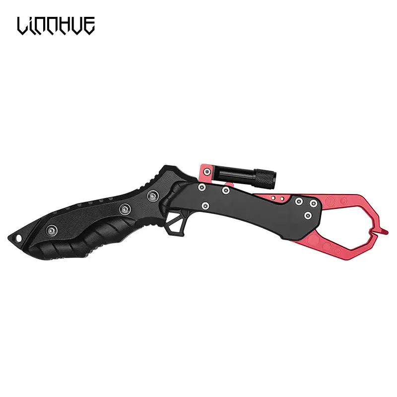 LINNHUE Night Lighted Fishing Grips 28.5cm 168g Aluminium alloy illumination Night fish High quality Fish tools Metal fish grips