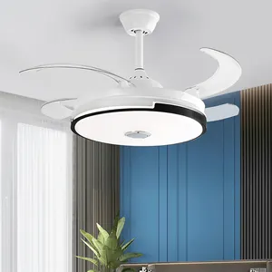 Fabrika toptan basit lüks süper parlak akıllı Fan işık entegre ayarlanabilir dekoratif LED ışık ile tavan vantilatörü