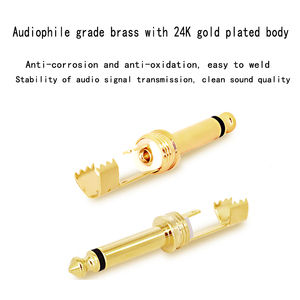 RASANTEK-Conector mono de 6,5mm de latón, Conector de audio estéreo de alta gama, conector de audio de alta fidelidad, Conector de auriculares TS de 6,35mm y 6,3mm - Product Image 2