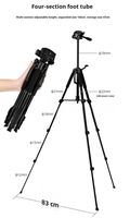 Trépied professionnel en métal réglable avec verrouillage à bascule - Étanche et antichoc Portable pour appareil photo de téléphone portable et utilisation en selfie