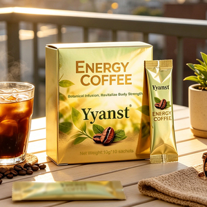 Café Energético Botánico Dorado Brillante 10g*10 Sobres, Cartón Dorado Metálico para Viajes y Hogar, Revitaliza y Fortalece Todo el Cuerpo, OEM - Product Image 6
