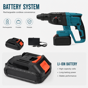Trapano Avvitatore a Percussione Industriale 3-in-1 a Batteria al Litio Brushless per Calcestruzzo e Demolizione - <span class=keywords><strong>Kit</strong></span> Utensili Elettrici - Product Image 6