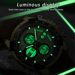 Montre à quartz pour homme SANDA 5105, vente chaude, grand cadran, double affichage, lumineuse, décontractée, sportive, pour étudiants, avec bracelet en silicone - Product Image 2