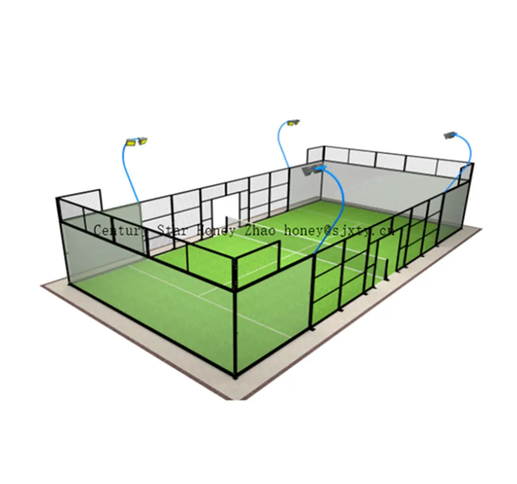 屋外スポーツ用パノラマパデルテニスコート寸法の卸売セット中国パデルコートシステム