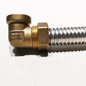 AISI 304 stainless steel flexible connector manufacturer water pipe fittings metal pipe with brass elbow