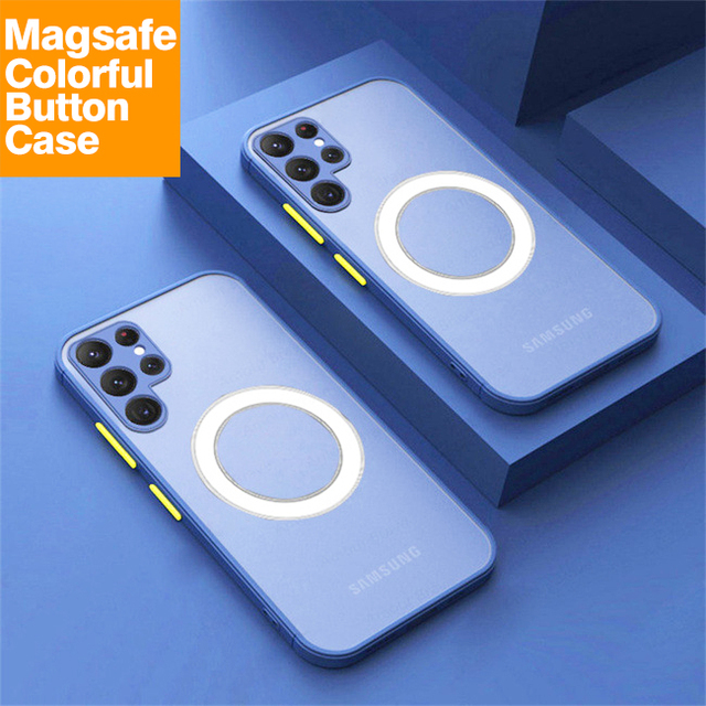 Luxury for Magsafe Wireless Charging Phone Case for Samsung galaxy S23 Ultra S22 S21 Plus Skin Feel Magnetic Shockproof Cover