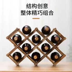 Wooden Folding Wine Rack 45x31x12.5cm Foldable Storage Display <b>Shelf</b> For Bottles <b>Pine</b> Material - Product Image 3