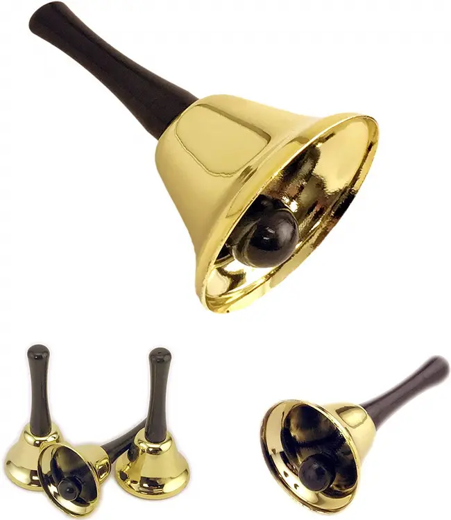 Fabriek Groothandel Custom Logo Gift Kerst Metalen Goud Rinkelen Hand Bell