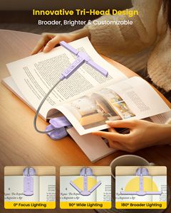 Glocusent nuevo 3 <span class=keywords><strong>Colo</strong></span> 5 nivel de brillo Lámpara de lectura Led Flexible Usb recargable Clip en luz de lectura de libros para lectura - Product Image 2